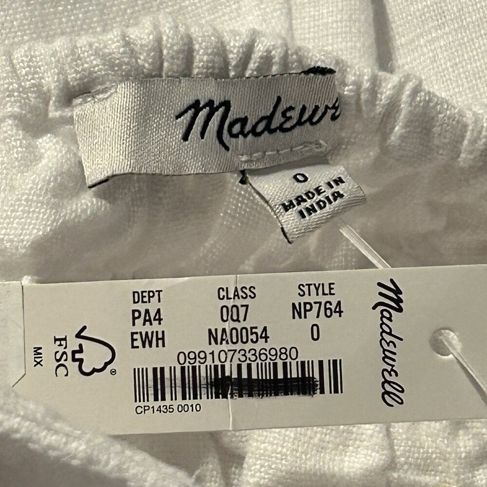 MADEWELL Square Neck Mini Dress with Back Cutout 100% Linen Size 0 NEW - Picture 7 of 9